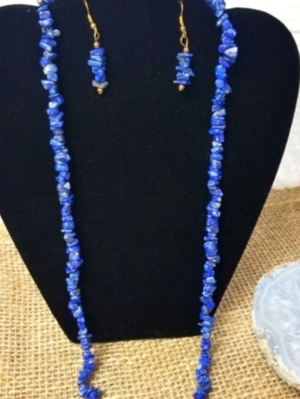 Gorgeous bright blue handcrafted natural stone necklace set